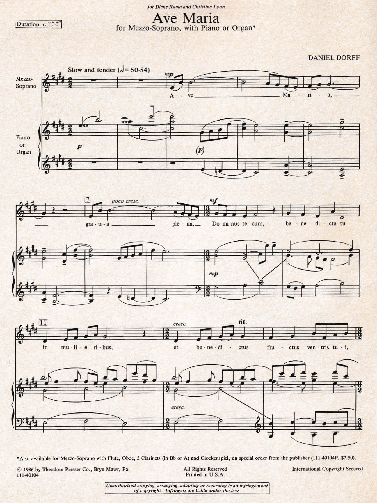 Ave Maria sample page