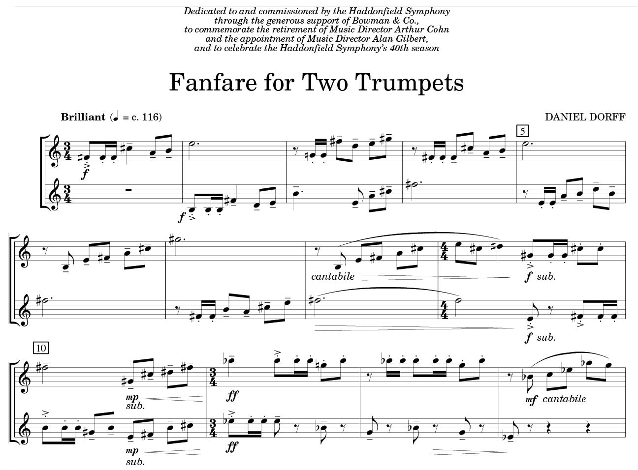 Fanfare for Two Trumpets sample page