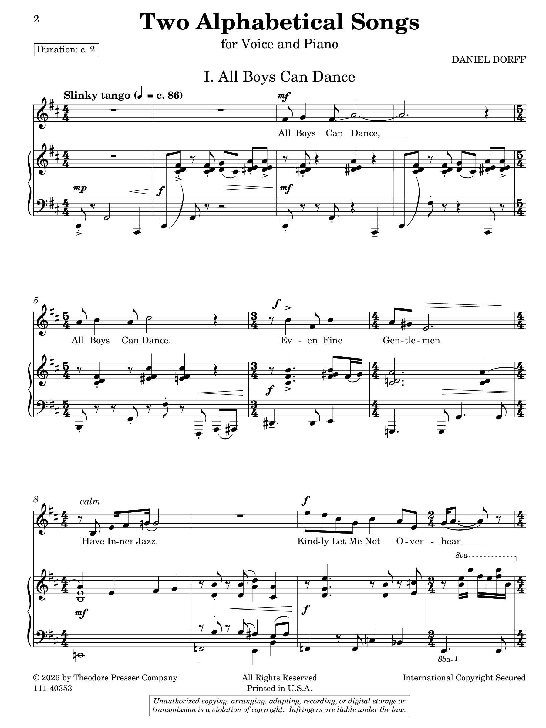 Two Alphabetical Songs sample page